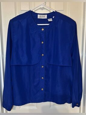Josephine Royal Blue with Golden Button-Front Blouse